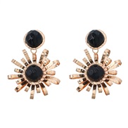 ( black)spring flowers earrings occidental style Earring lady trend Alloy resin flowers exaggeratingearrings