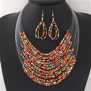 fashion Bohemia noble customs beads temperament multilayer necklace earrings set