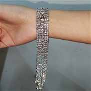 ( Silver)occidental style bracelet  high luxurious Rhinestone multilayer tassel fully-jewelled womanracelet