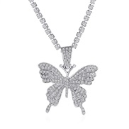 ( 2 White KWhite Diamond  2896) butterfly necklace  Rhinestone butterfly pendant chain tennis