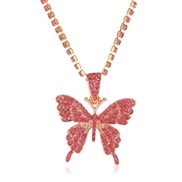 ( 3 Rose GoldChalk drill  2897) butterfly necklace  Rhinestone butterfly pendant chain tennis