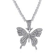 ( 4 Gun blackWhite Diamond  2898) butterfly necklace  Rhinestone butterfly pendant chain tennis