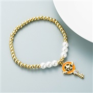 ( orange) fashion bronze gilded Pearl personality creative style enamel key pendant bracelet bangle