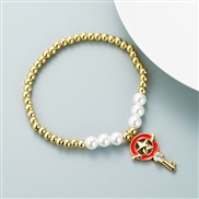 ( red) fashion bronze gilded Pearl personality creative style enamel key pendant bracelet bangle