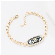 trend fashion geometry chain bracelet personality fashion color enamel Zodiac pattern bracelet