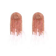 ( Pink) occidental style fashion feather earrings woman wind diamond claw chain high Earring