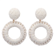 ( white)Bohemian style wind earrings handmade weave woman ear stud