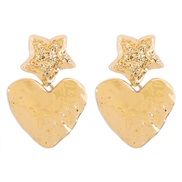 ( Gold)occidental style retro love earring  Five-pointed star Irregular surface earrings creative punk wind Earring