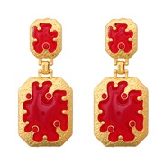 ( red)occidental style earrings more square earring woman geometry resin flowers Bohemian style Earring