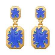 ( blue)occidental style earrings more square earring woman geometry resin flowers Bohemian style Earring