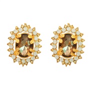( brown)exaggerating occidental style earrings woman Alloy diamond ear stud trend fully-jewelled Earring wind