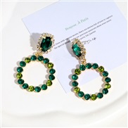 ( green) diamond Round earring color high brilliant ear stud fashion female temperament Earring