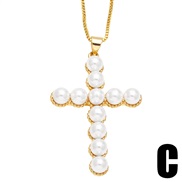 (C)occidental style Pearl cross necklace woman samll clavicle chain all-Purpose chainnkr