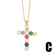 (C)creative personality love flowers cross pendant occidental style wind necklace clavicle chain womannkq