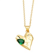 ( green)Metal wind love necklace woman chocker retro brief samllyk wind clavicle chainnkr