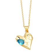 ( blue)Metal wind love necklace woman chocker retro brief samllyk wind clavicle chainnkr