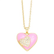 ( Pink)  Double love necklace woman ins samll temperament clavicle chainnkr