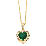 ( green)occidental style  personality fashion embed color zircon love necklace woman  heart-shaped clavicle chainnkr