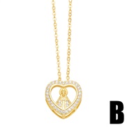 (B)occidental style geometry love pendant necklace woman temperament clavicle chainnkr