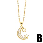 (B)Moon star necklace womanins samll high clavicle chainnkr