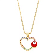( red)occidental style wind creative embed color zircon hollow love eyes necklace woman personality fashion chainnkr