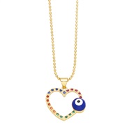 ( blue)occidental style wind creative embed color zircon hollow love eyes necklace woman personality fashion chainnkr