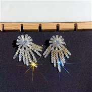 ( Gold)fashion bright sun flower gem earring gilded earrings