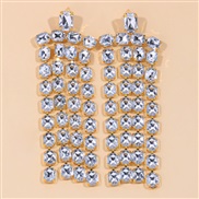 ( Gold)I  fully-jewelled square long style earrings  occidental style Rhinestone Earring womanearrings