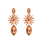 ( champagne)occidental style fashion exaggerating Alloy embed colorful diamond geometry earrings woman fully-jewelled t