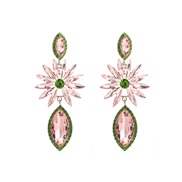 ( Green powder)occidental style fashion exaggerating Alloy embed colorful diamond geometry earrings woman fully-jewelle
