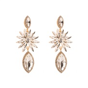 ( gold )occidental style fashion exaggerating Alloy embed colorful diamond geometry earrings woman fully-jewelled tempe