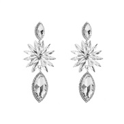 ( silvery )occidental style fashion exaggerating Alloy embed colorful diamond geometry earrings woman fully-jewelled te
