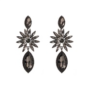 ( black)occidental style fashion exaggerating Alloy embed colorful diamond geometry earrings woman fully-jewelled tempe
