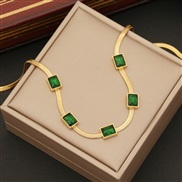 (1   necklace)  square stainless steel necklace  brief snake chain  temperament clavicle chain