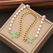 (1  necklace)original  fashion Pearl necklace  personality enamel butterfly pendant  temperament stainless steel