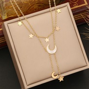 (2 )  star Moon clavicle chain  temperament multilayer chain  fashion stainless steel