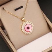 (8 )  personality eyes pendant  bronze embed zircon necklace  fashion