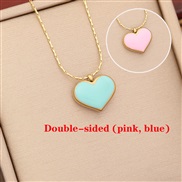 (1 )occidental style  multicolor enamel love pendant  fashion stainless steel necklace  temperament clavicle chain