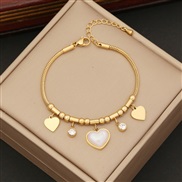 (2  Bracelet)  fashion Pearl love necklace  temperament stainless steel clavicle chain I