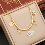 (1  necklace)  square eyes necklace  fashion turquoise stainless steel clavicle chain  zircon