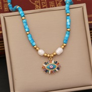 (1 blue  Eye )original  multicolor Shells necklace  natural Pearl  personality zircon eyes pendant