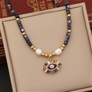 (2  black Eye )original  multicolor Shells necklace  natural Pearl  personality zircon eyes pendant