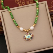 (3 Ligh green  Eye )original  multicolor Shells necklace  natural Pearl  personality zircon eyes pendant