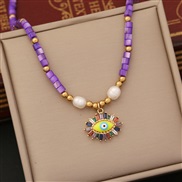 (5 yellow  Eye )original  multicolor Shells necklace  natural Pearl  personality zircon eyes pendant