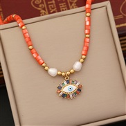 (6  white Eye )original  multicolor Shells necklace  natural Pearl  personality zircon eyes pendant