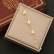 (1  necklace)frosting three-dimensional butterfly necklace  fashion tassel  stainless steel clavicle chain