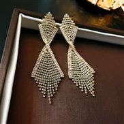 ( Silver needle  Gold Set in drill Tassels) diamond tassel silver earrings occidental styleins fashion personality temp