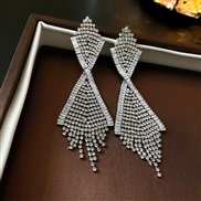 ( Silver needle  Silver Set in drill Tassels) diamond tassel silver earrings occidental styleins fashion personality te