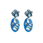 ( light blue )occidental style exaggerating Acrylic earrings womanins trend Rhinestone earring Bohemia long style Earri
