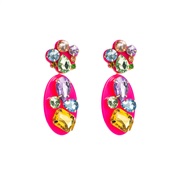 (color )occidental style exaggerating Acrylic earrings womanins trend Rhinestone earring Bohemia long style Earring